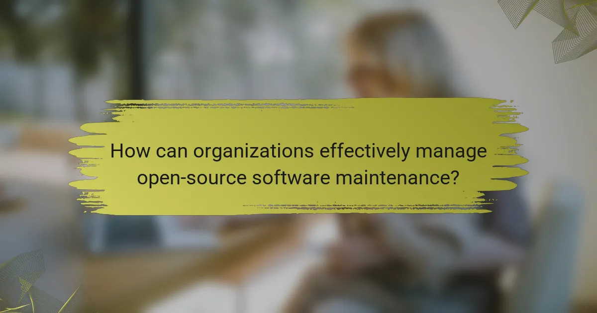 How can organizations effectively manage open-source software maintenance?